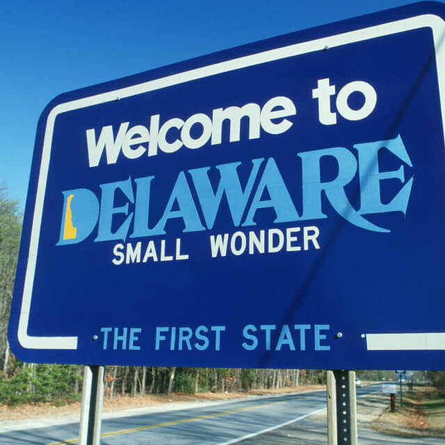 Delaware Welcome road sign