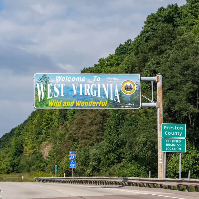 Welcome to West Virginia highway sign in West Virginia