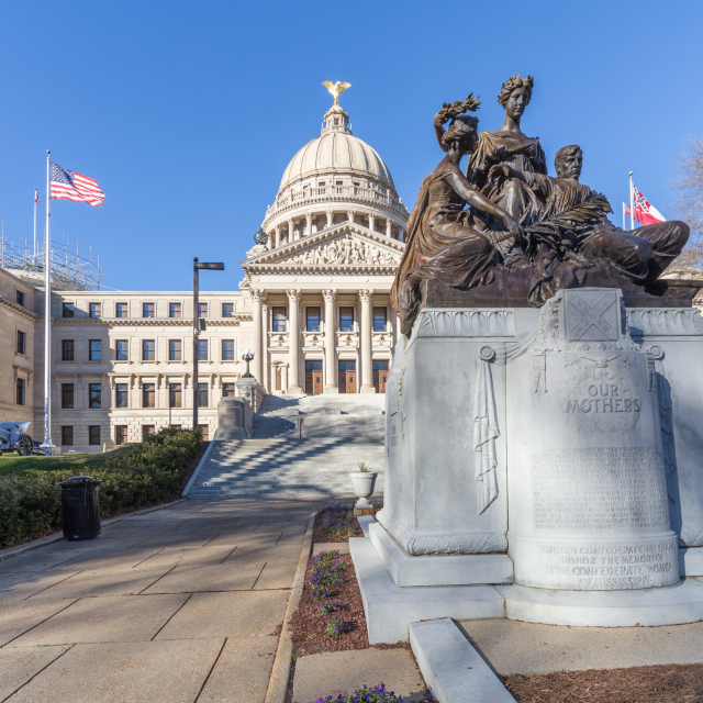 Mississippi State Capitol and Our Mothers Memorial in Jackson, Mississippi