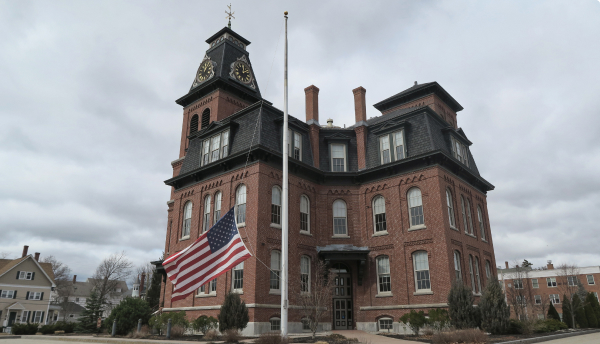 Clock tower architecture in Manchester, New Hampshire