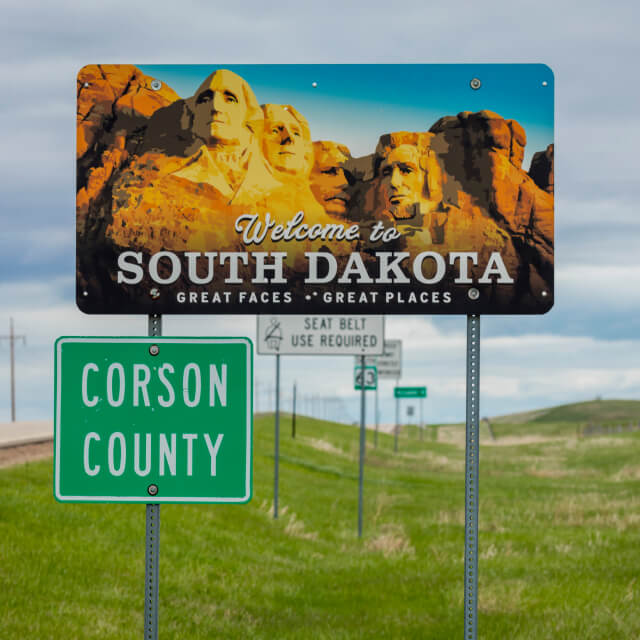 Welcome to South Dakota highway sign
