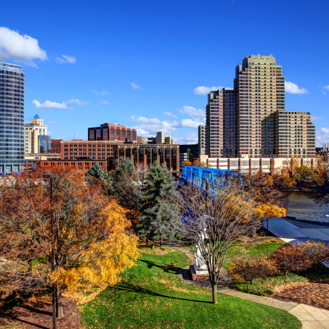 Downtown Grand Rapids, MI in the fall.