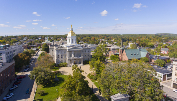 Arial view of New Hampshire State House in Concord, NH
