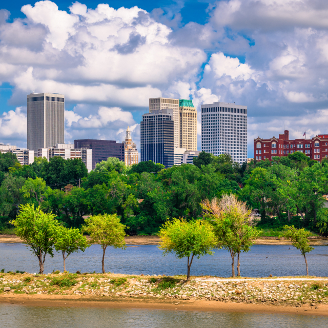 Tulsa, Oklahoma on the banks of the Arkansas River