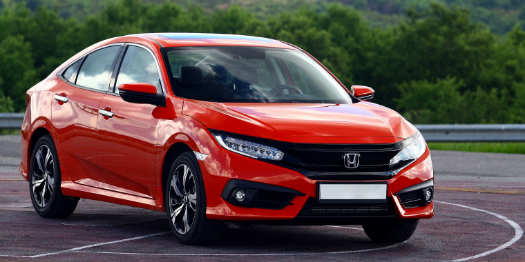 Front view of red Honda Civic Car