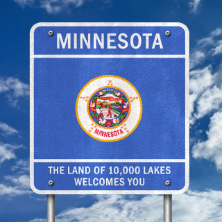 Highway welcome sign for Minnesota
