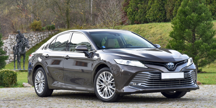 Front view of grey Toyota Camry car