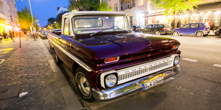 Chevrolet C10 pickup truck in the town street