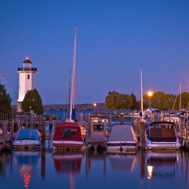 The Fond du Lac lighthouse, located at the southern end of Lake Winnebago