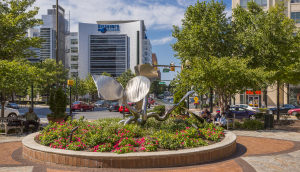 Sculpture and garden in downtown Silver Spring.