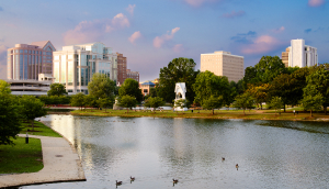 Downtown Huntsville from Big Spring Park.