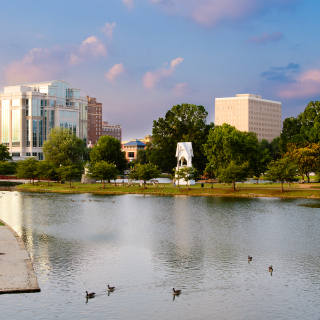 Downtown Huntsville from Big Spring Park.