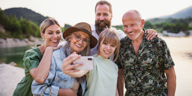 Happy, smiling multigenerational family spending time together