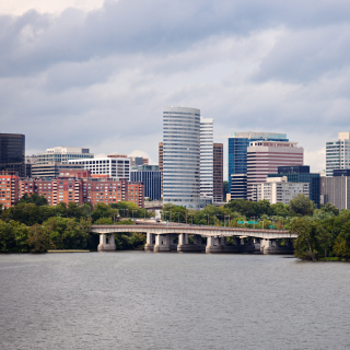 Arlington, Virginia seen with Potomac River from Washington