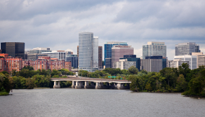 Arlington, Virginia seen with Potomac River from Washington