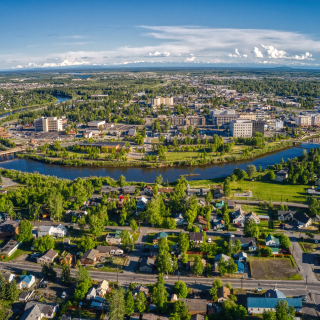 Aerial View of the Fairbanks, Alaska Skyline during Summer