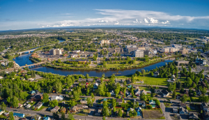 Aerial View of the Fairbanks, Alaska Skyline during Summer