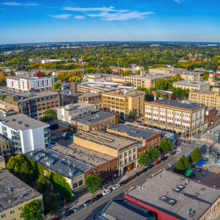 Aerial View of Grand Forks, North Dakota in Autumn