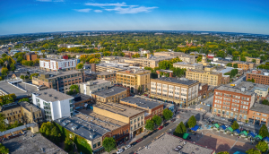 Aerial View of Grand Forks, North Dakota in Autumn