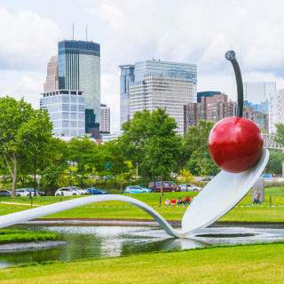 Spoonbridge and Cherry at the Minneapolis Sculpture Garden.