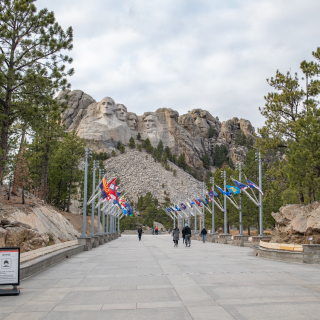 Tourists at Mount Rushmore National Memoria