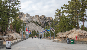 Tourists at Mount Rushmore National Memoria