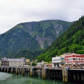 Panoramic view of the port in Juneau. Alaska.