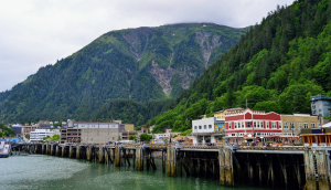 Panoramic view of the port in Juneau. Alaska.