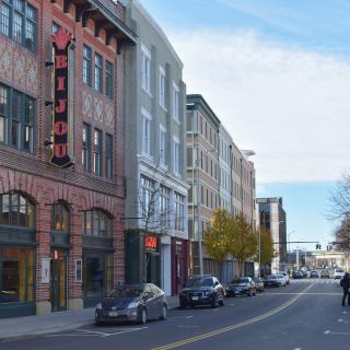 Fairfield Ave in Downtown Bridgeport on a spring morning