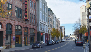 Fairfield Ave in Downtown Bridgeport on a spring morning