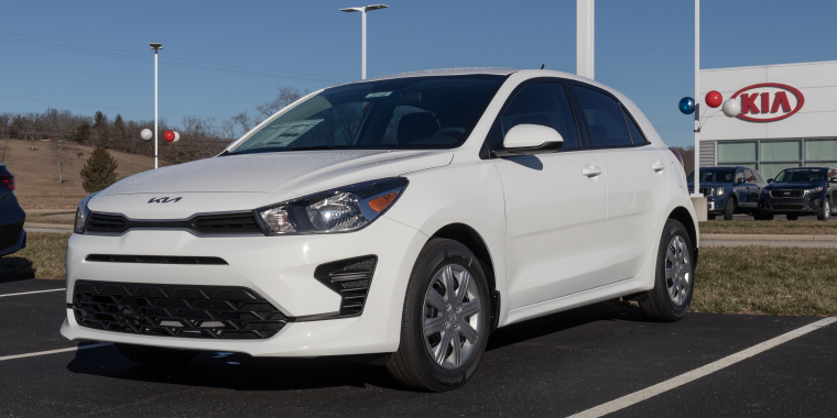 2023: Kia Rio display at a dealership – cheap car insurance for Kia Rio