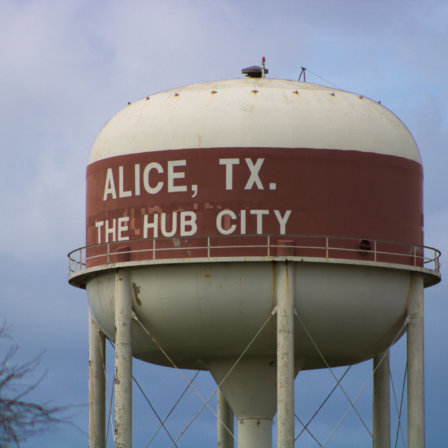 Watertower: Alice, TX, cheap car insurance in Texas.