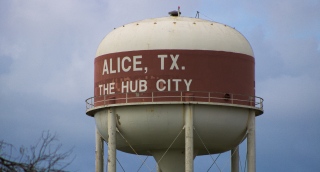 Watertower: Alice, TX, cheap car insurance in Texas.