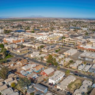 Aerial View of Downtown El Centro, California in the Imperial Valley.