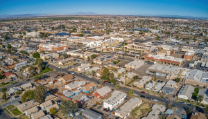 Aerial View of Downtown El Centro, California in the Imperial Valley.