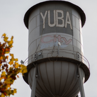 Yuba water tower in California.