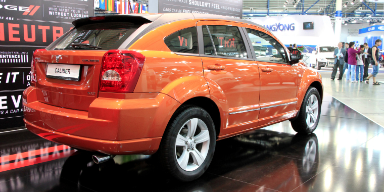 Dodge Caliber at yearly automotive-show "SIA 2011". May 26, 2011 in Kiev, Ukraine.