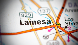 Lamesa, TX on a colorful road map of the United States, including routes 829 and 137: Cheap car insurance in Texas