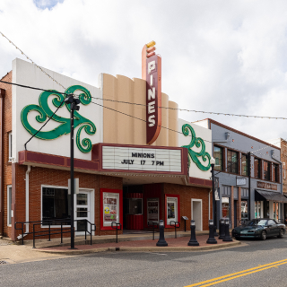 Angelina County The old business district on 1st Street in Lufkin, Texas with the historic Pines Theater: Cheap car insurance in The Lone Star State.
