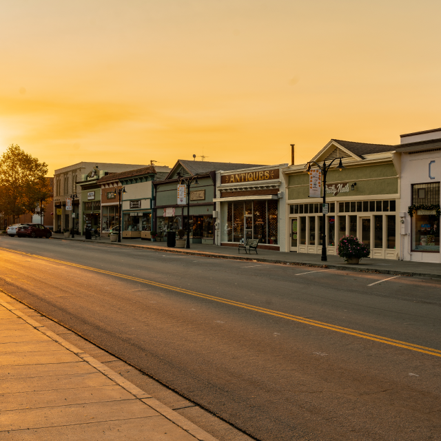 An empty Niles Boulevard with old buildings to show the beauty of downtown Fremont: Cheap car insurance in California.