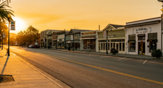 An empty Niles Boulevard with old buildings to show the beauty of downtown Fremont: Cheap car insurance in California.