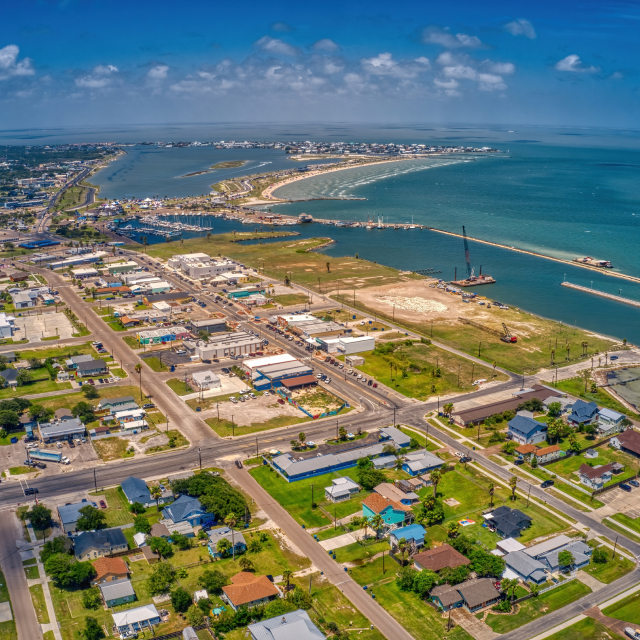 Picturesque coastal town of Rockport, Texas, overlooking the Gulf of Mexico: Cheap car insurance in Rockport, Texas.