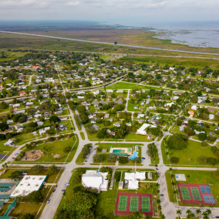 Aerial drone photo showcasing neighborhoods in Clewiston, Florida, USA – cheap car insurance in Clewiston, Florida