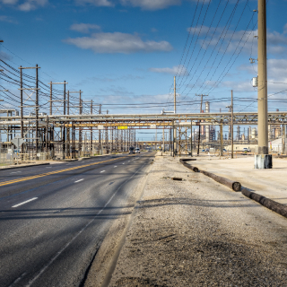 Port Arthur, Texas, USA – Street in an industrial in Texas: Cheap car insurance in Port Arthur, Texas