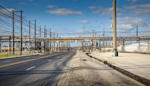 Port Arthur, Texas, USA – Street in an industrial in Texas: Cheap car insurance in Port Arthur, Texas
