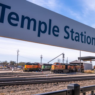 Electric Santa Fe Railroad Locomotives in Temple Texas