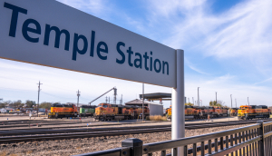 Electric Santa Fe Railroad Locomotives in Temple Texas