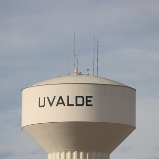 Water Tower in Uvalde, Texas/USA in the late afternoon.