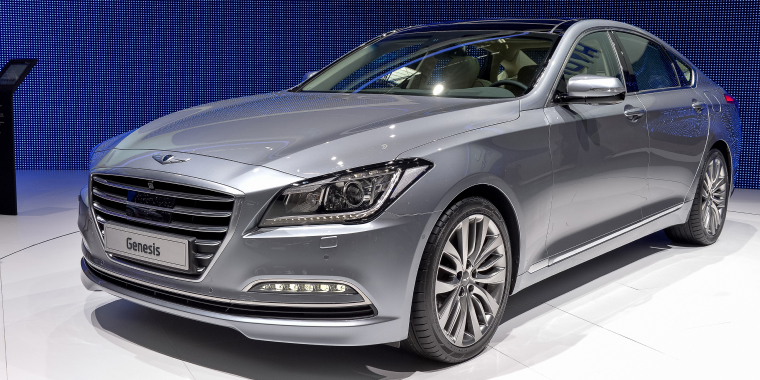 Hyundai Genesis displayed at the 84th International Motor Show International Motor Show in Geneva, Switzerland.