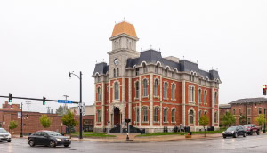 Defiance, Ohio, USA - October 24, 2021: The Historic Defiance County Courthouse.